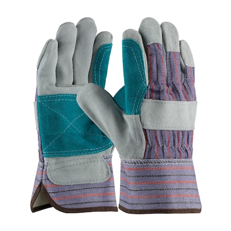 Pip Standard Grade Split Cowhide Leather Double Palm Glove w/Fabric Back - Rubberized Safety Cuff, 12PK 84-7533J